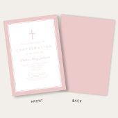 Invitation Confirmation Fille Croix Rose Moderne