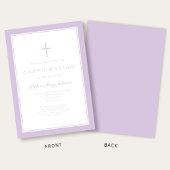 Invitation Confirmation Fille de Croix Violette Moderne