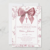 Invitation Confirmation Fille Fleur Rose Vintage (Devant)