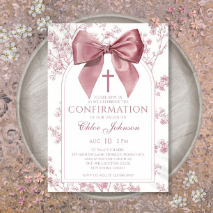 Invitation Confirmation Fille Fleur Rose Vintage