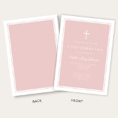 Invitation Confirmation Fille Moderne Rose Pâle Croix