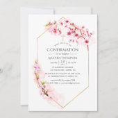 Invitation Confirmation Fleur de Cerisier Géométrique Rose Pr (Devant)