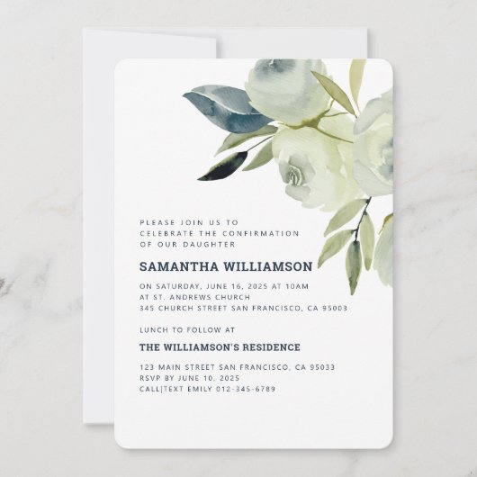 Invitation Confirmation Fleur Moderne Aquarelle (Devant)