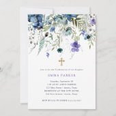 Invitation Confirmation Fleur sauvage délicate violet et bleu (Devant)