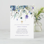 Invitation Confirmation Fleur sauvage délicate violet et bleu (Debout devant)