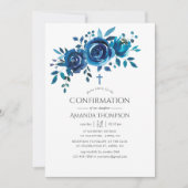 Invitation Confirmation Fleurie Bleu Marine et Blanc (Devant)