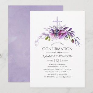 Invitation Confirmation Fleurie Coquelicot Violet Poussiéreux