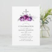 Invitation Confirmation Fleurie prune et marine (Debout devant)