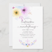 Invitation Confirmation Fleurie Rose et Bleue Pastel (Devant)