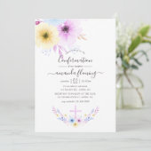 Invitation Confirmation Fleurie Rose et Bleue Pastel (Debout devant)