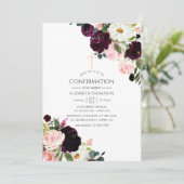 Invitation Confirmation Fleurie Rose Pâle et Bourgogne (Debout devant)