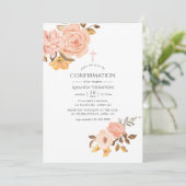 Invitation Confirmation Fleurie Rose Pâle et Or (Debout devant)