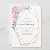 Invitation Confirmation Fleurie Rose Pâle Géométrique (Devant)