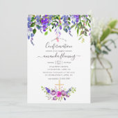 Invitation Confirmation Fleurie Violet Aquarelle (Debout devant)