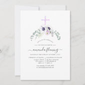 Invitation Confirmation Fleurie Violet Poussiéreux (Devant)