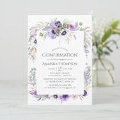 Invitation Confirmation Fleurie Violet Poussiéreux (Debout devant)