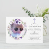 Invitation Confirmation Fleurie Violet Poussiéreux (Debout devant)