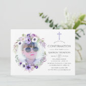 Invitation Confirmation Fleurie Violet Poussiéreux (Debout devant)