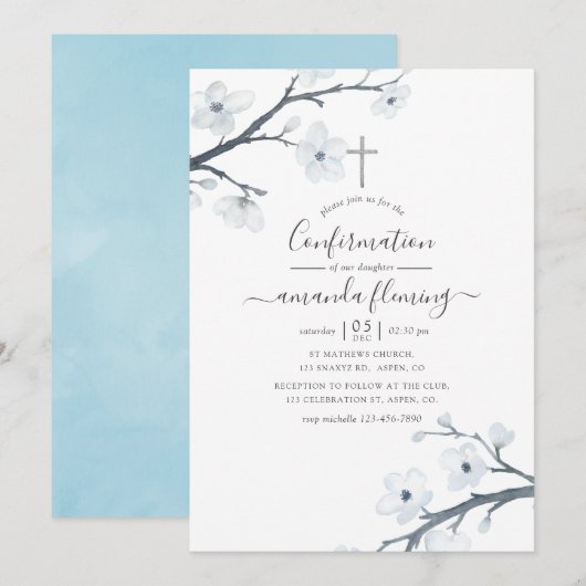 Invitation Confirmation Fleurs de Cerisier (Devant / Derrière)