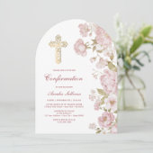 Invitation Confirmation Fleurs de rose Arc (Debout devant)