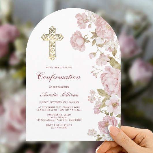 Invitation Confirmation Fleurs de rose Arc