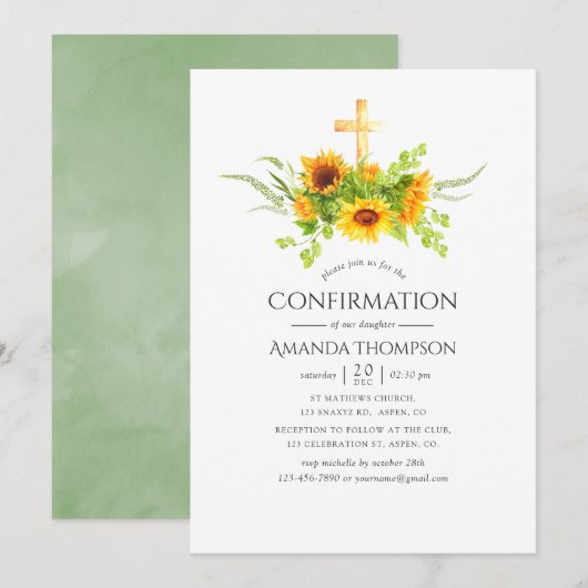 Invitation Confirmation Fleurs de Soleil Bohème (Devant / Derrière)