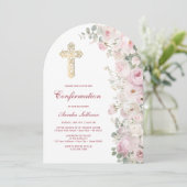 Invitation Confirmation Fleurs Rose Pâle sous Arche (Debout devant)