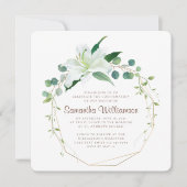 Invitation Confirmation Florale blanche géométrique et modern (Devant)