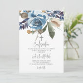 Invitation Confirmation Florale Bleue (Debout devant)