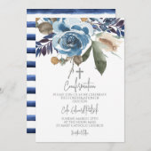 Invitation Confirmation Florale Bleue (Devant / Derrière)