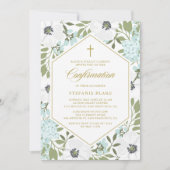 Invitation Confirmation Florale Bleue des anémones Blancs (Devant)