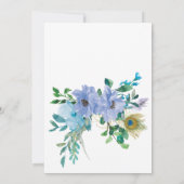 Invitation Confirmation florale bohème aquarelle verte et ble (Dos)