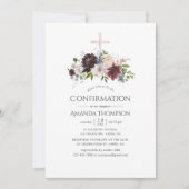 Invitation Confirmation florale bourguignonne et floue (Devant)