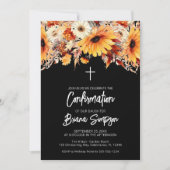 Invitation Confirmation florale d'automne noir (Devant)
