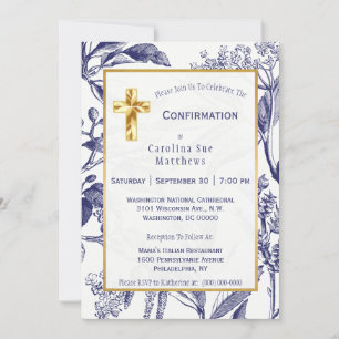 Invitation Confirmation florale de la marine moderne et des F