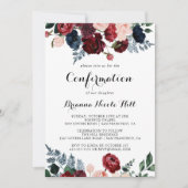 Invitation Confirmation florale de la marine rose de Bourgogn (Devant)