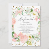 Invitation Confirmation florale d'élégante couleur rose pâle (Devant)