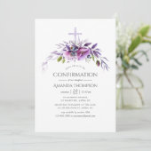 Invitation Confirmation florale du coquelet de violet poussié (Debout devant)