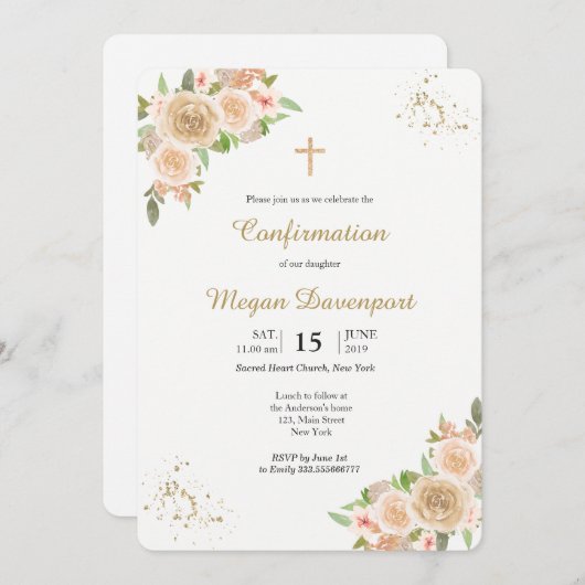 Invitation Confirmation florale floue (Devant / Derrière)