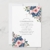 Invitation Confirmation Florale Navy et Blush Aquarelle (Devant)