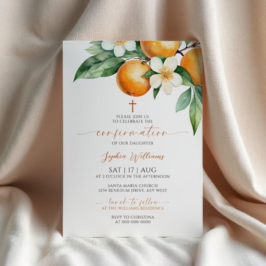 Invitation Confirmation florale orange