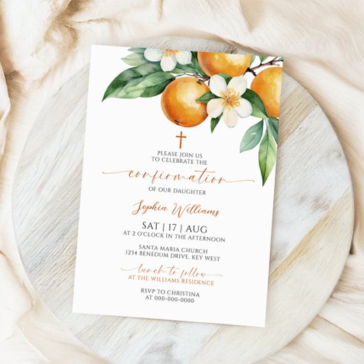 Invitation Confirmation florale orange