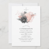 Invitation Confirmation florale Pastel Blush Pink et Charcoal (Devant)