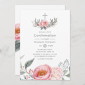 Invitation Confirmation florale Pastel Pink and Grey Boho (Devant / Derrière)