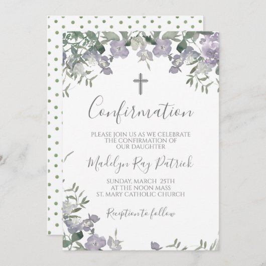 Invitation Confirmation florale pourpre (Devant / Derrière)