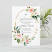 Invitation Confirmation florale rose (Debout devant)