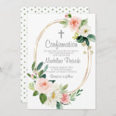 Invitation Confirmation florale rose (Devant / Derrière)