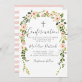 Invitation Confirmation florale rose (Devant / Derrière)