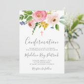 Invitation Confirmation florale rose (Debout devant)