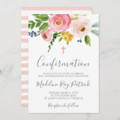 Invitation Confirmation florale rose (Devant / Derrière)